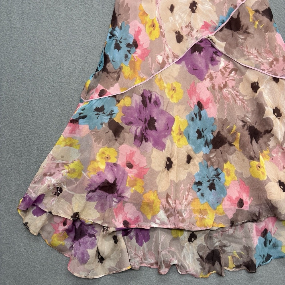 Sundance 100% Silk Chiffon Dress Flutter Sleeve V Neck Floral Whimsy Fairy Sz 4 - Picture 4 of 10